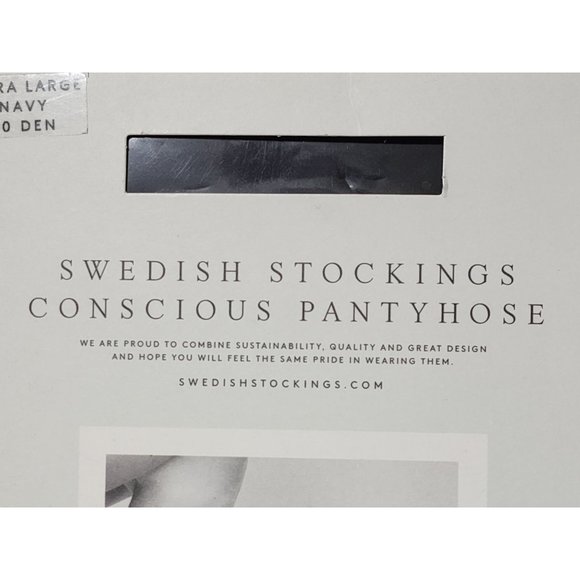 Swedish Stockings Olivia Premium Tights Semi Opaque 60 Denier Navy Extra Large - Picture 3 of 8